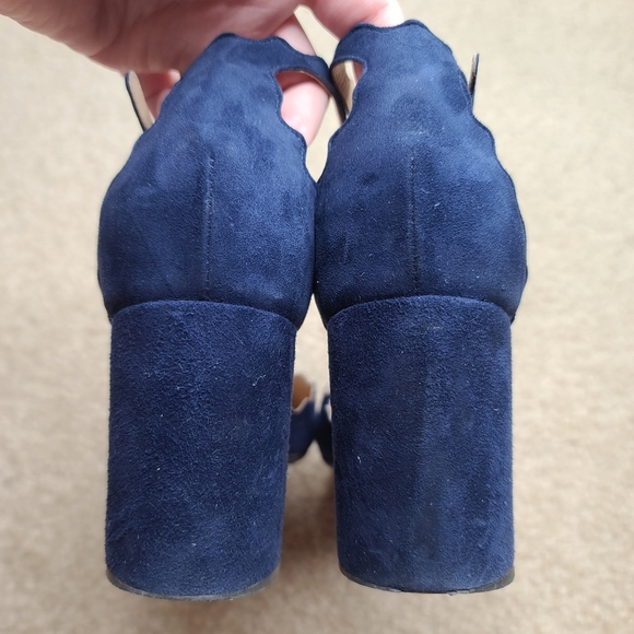 Chloe Navy Suede Scalloped D’Orsay Heels Size 39.5 - Picture 3 of 8